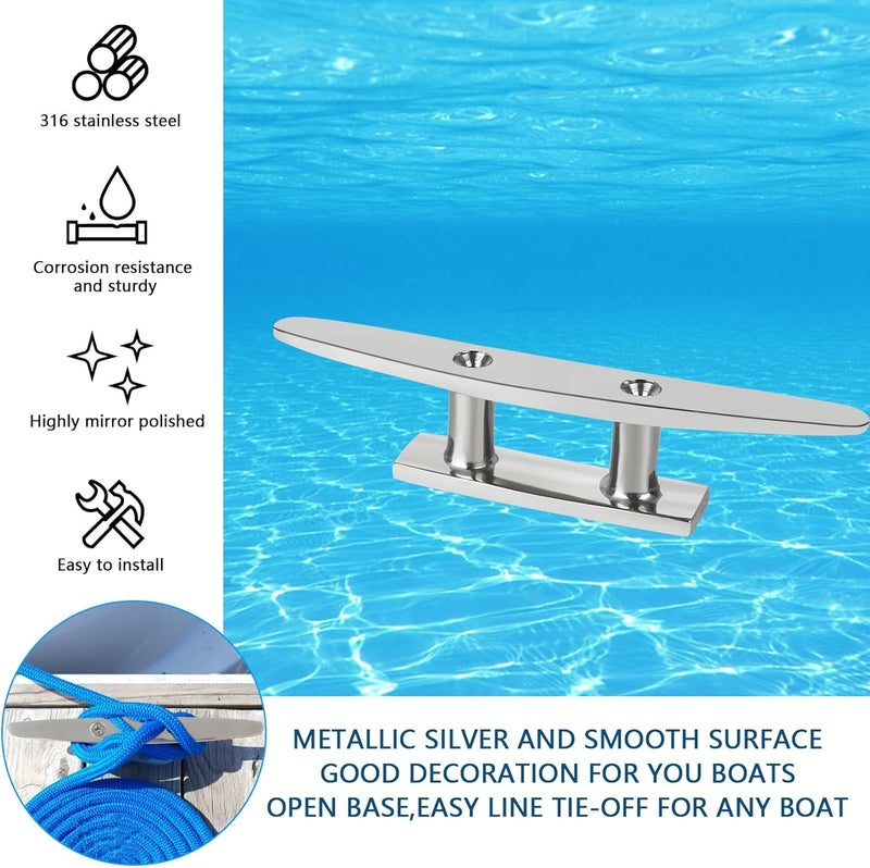 VEITHI Boat Cleat Flat Top, 316 Stainless Steel Boat Dock Cleats,Rope Cleat,Dock Cleats with Screws for Marine or Nautical Decor and Dock Cleat Decorative(5 Sizes,2Color,2Pack,4Pack) - Image 4